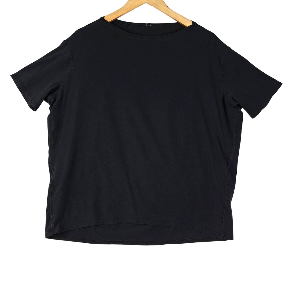 Lululemon Cropped Boxy Top Womens Size 1X Black Short Sleeves Stretch Athletic